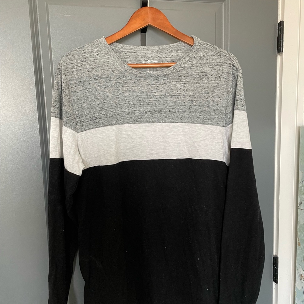 Gray and Black Colorblock Long Sleeve Shirt